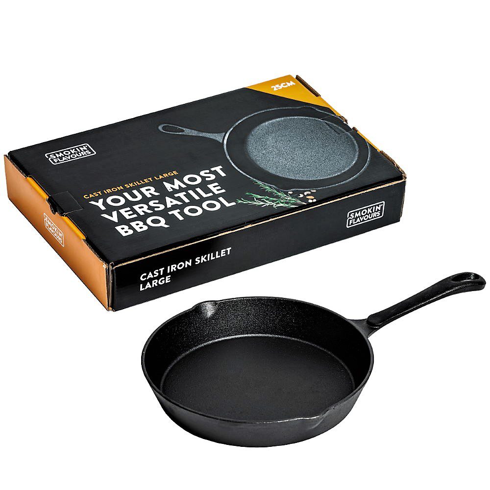 Smokin’ Flavours Gietijzeren Skillet 25 cm met verpakking