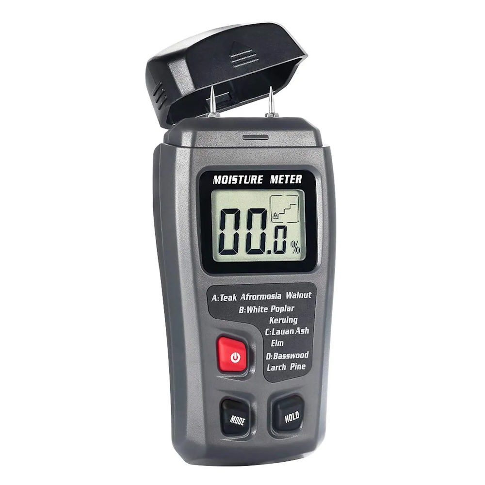 Twee-Pins Digitale Houtvochtmeter Grijs